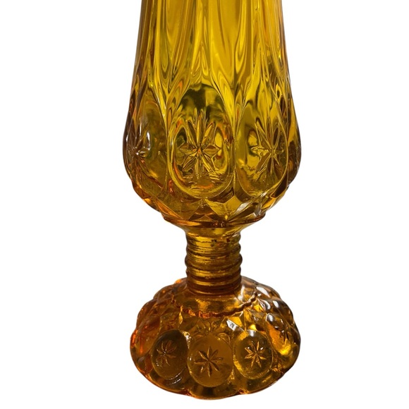 AMBER KANAWHA 11” tall‎ SWUNG GLASS VASE. MOON & STARS VGC - Picture 6 of 8